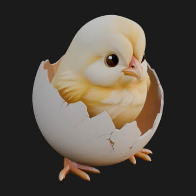 Easter Chick in Eggshell Statue Design 8 3D Print Model