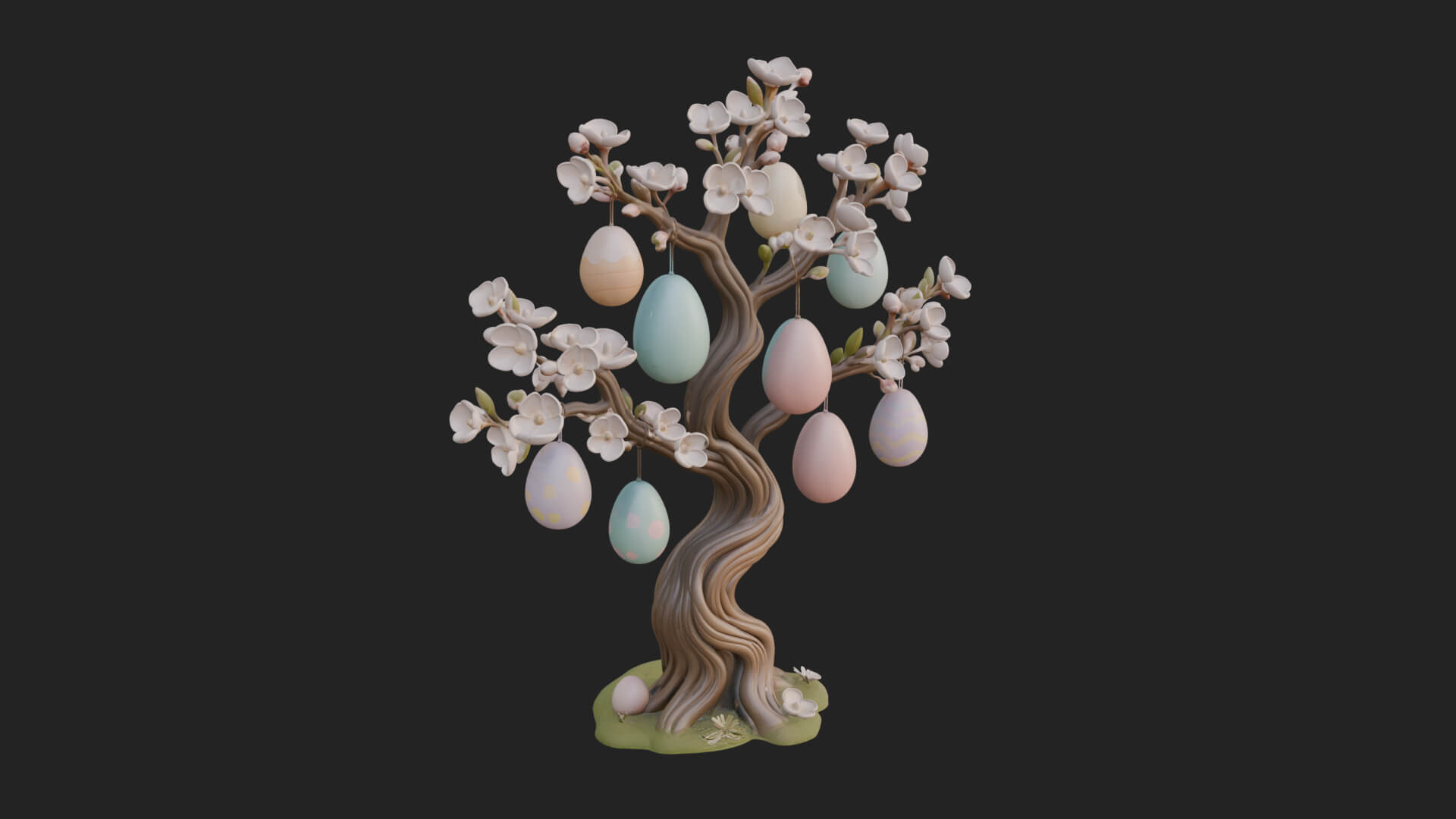 Easter Egg Blossom Tree Model Design 1 3D Print Model 3D Model