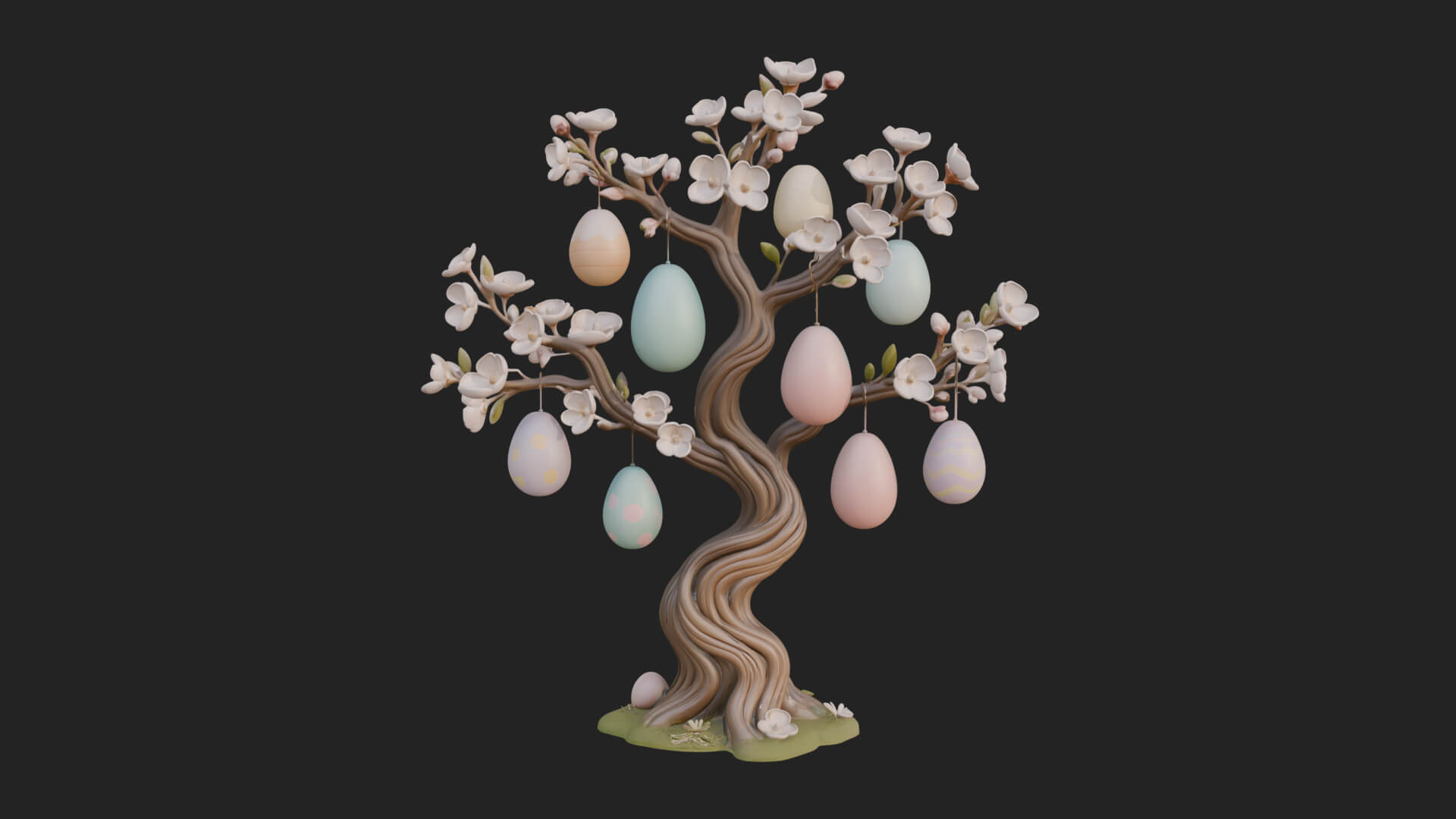 Easter Egg Blossom Tree Model Design 1 3D Print Model 3D Model