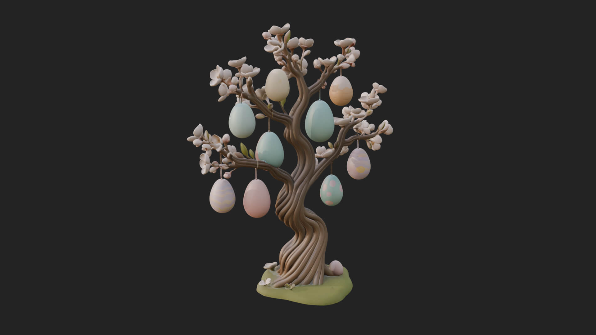 Easter Egg Blossom Tree Model Design 1 3D Print Model 3D Model