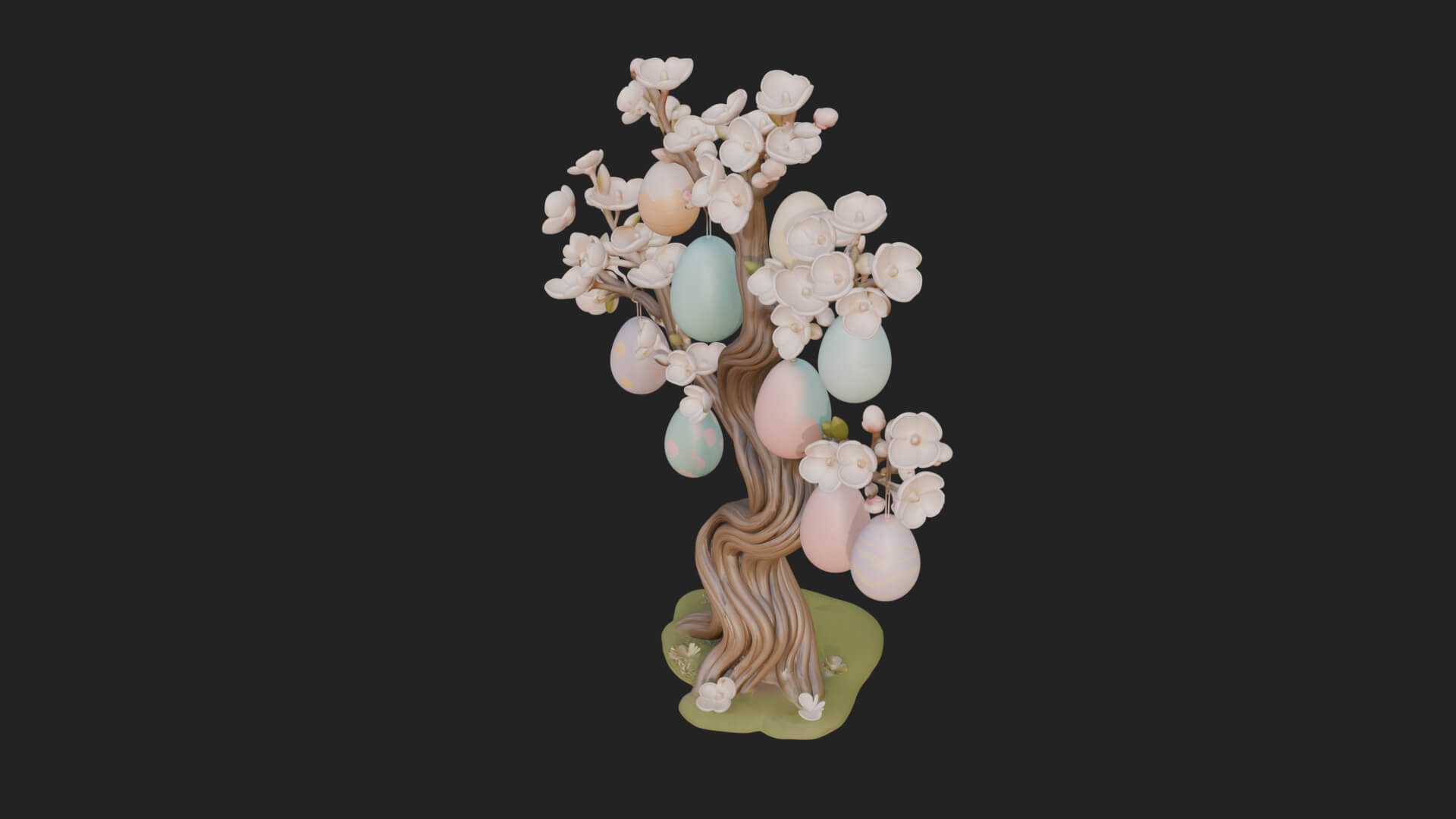 Easter Egg Blossom Tree Model Design 1 3D Print Model 3D Model