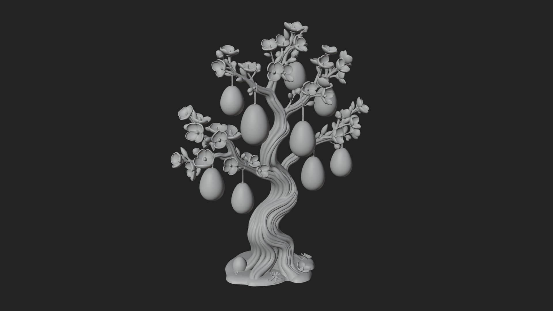 Easter Egg Blossom Tree Model Design 1 3D Print Model 3D Model