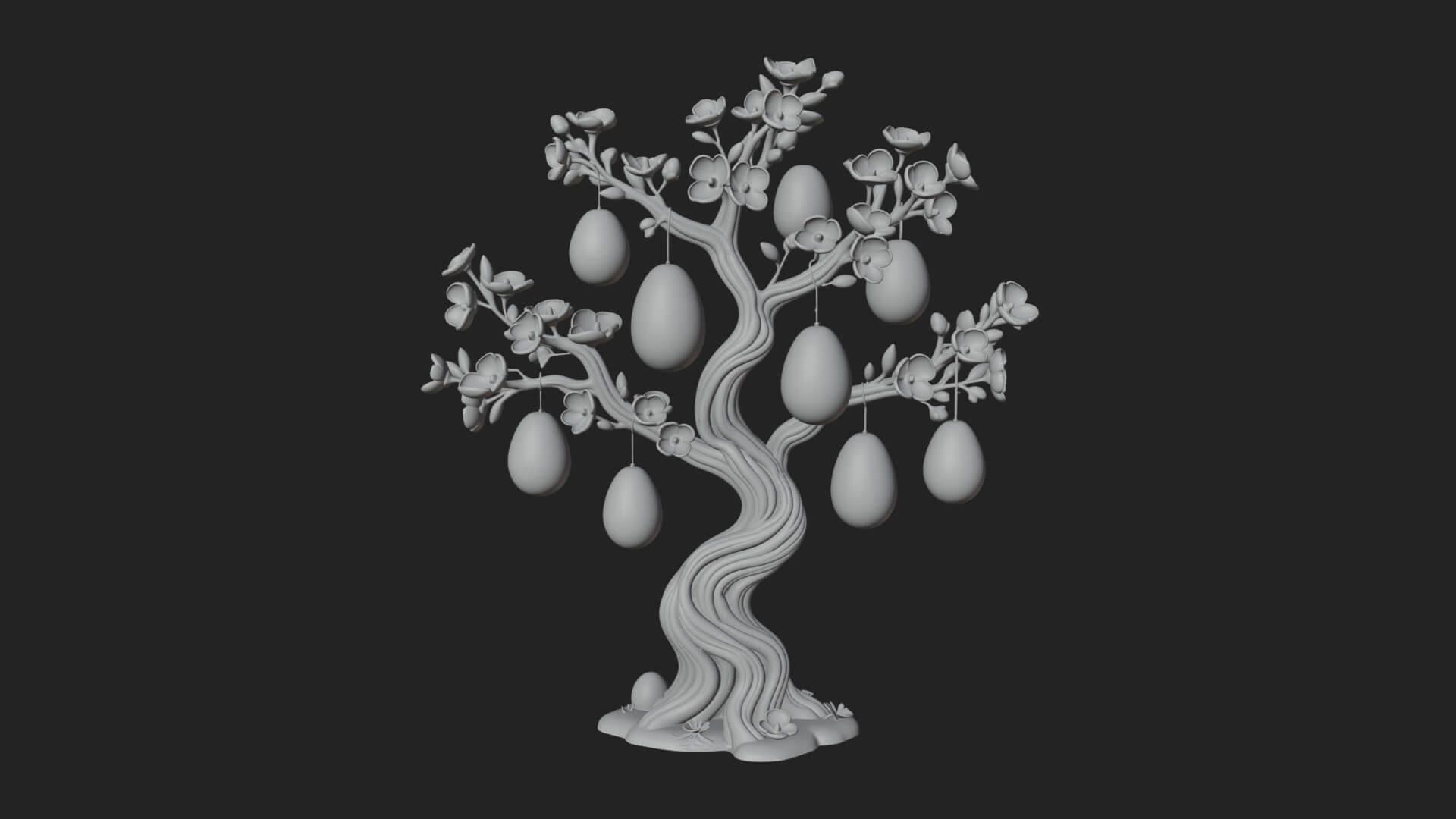 Easter Egg Blossom Tree Model Design 1 3D Print Model 3D Model