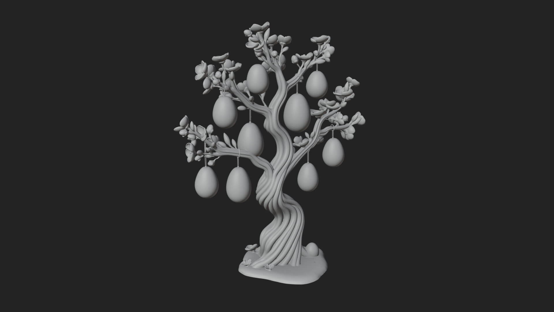 Easter Egg Blossom Tree Model Design 1 3D Print Model 3D Model
