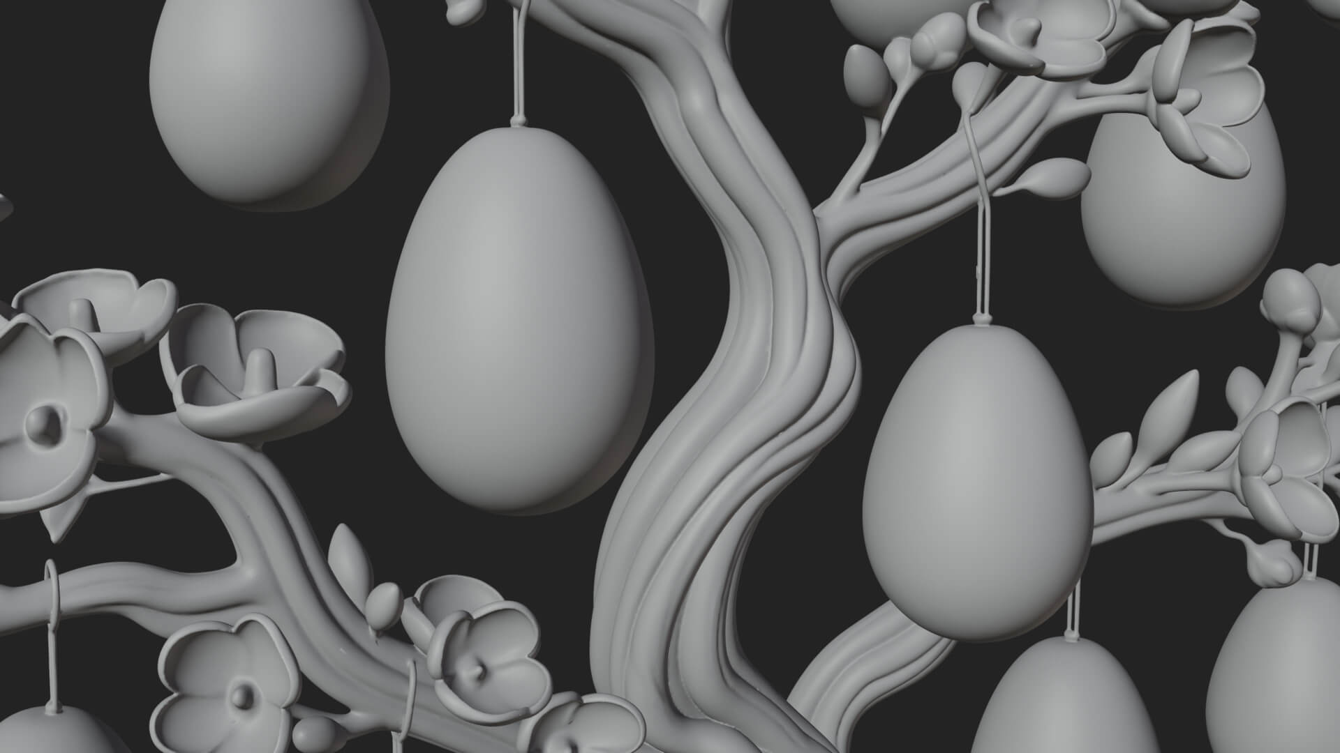 Easter Egg Blossom Tree Model Design 1 3D Print Model 3D Model