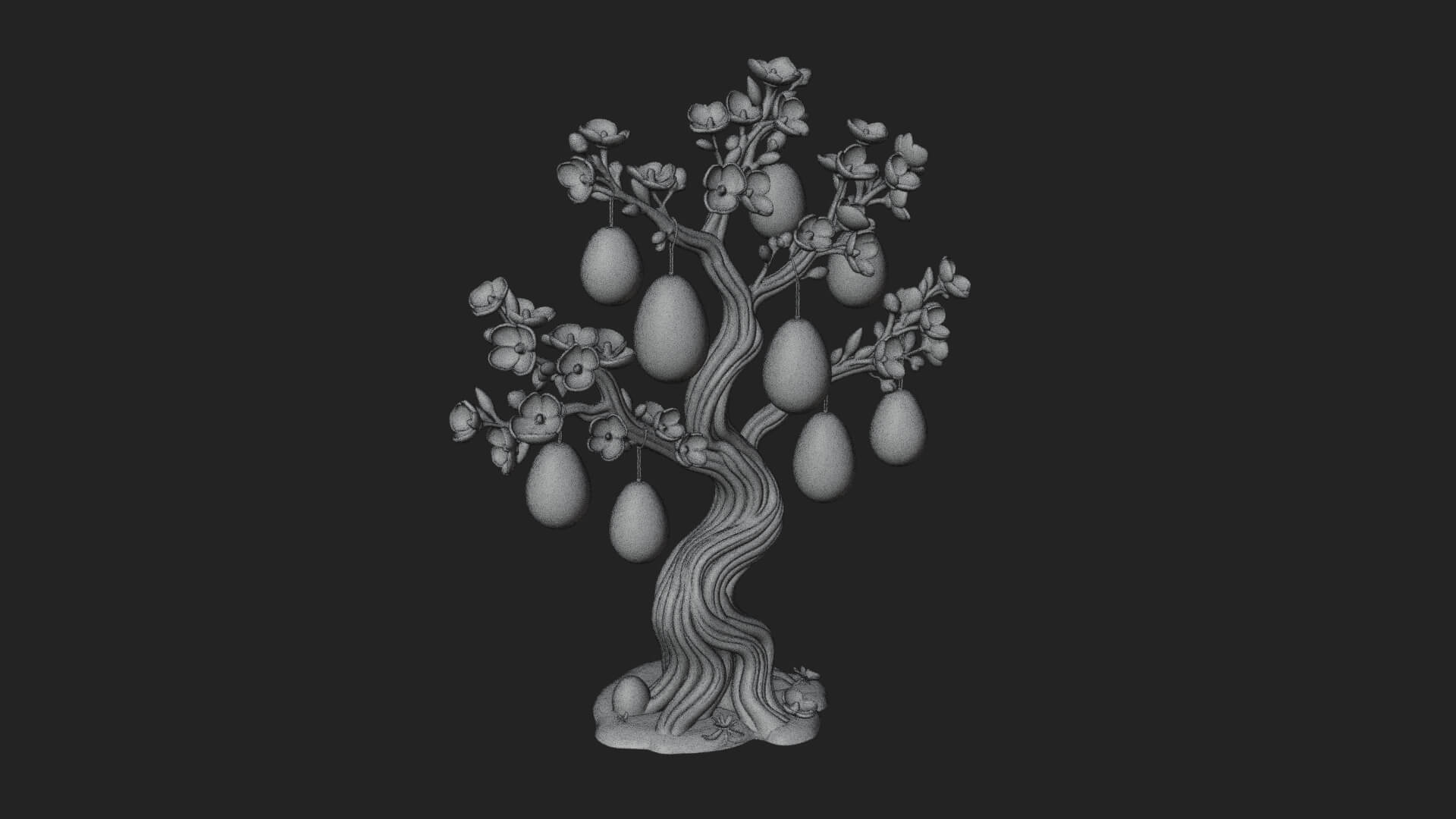 Easter Egg Blossom Tree Model Design 1 3D Print Model 3D Model