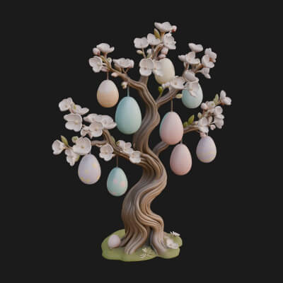 Easter Egg Blossom Tree Model Design 1 3D Print Model