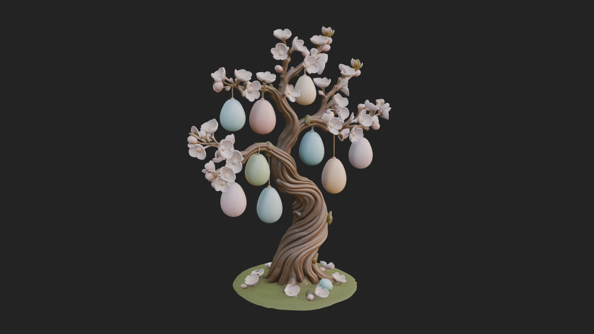 Easter Egg Blossom Tree Model Design 2 3D Print Model 3D Model