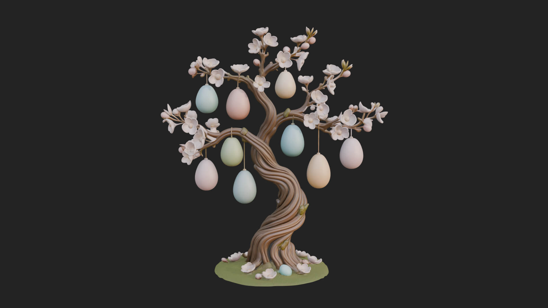 Easter Egg Blossom Tree Model Design 2 3D Print Model 3D Model