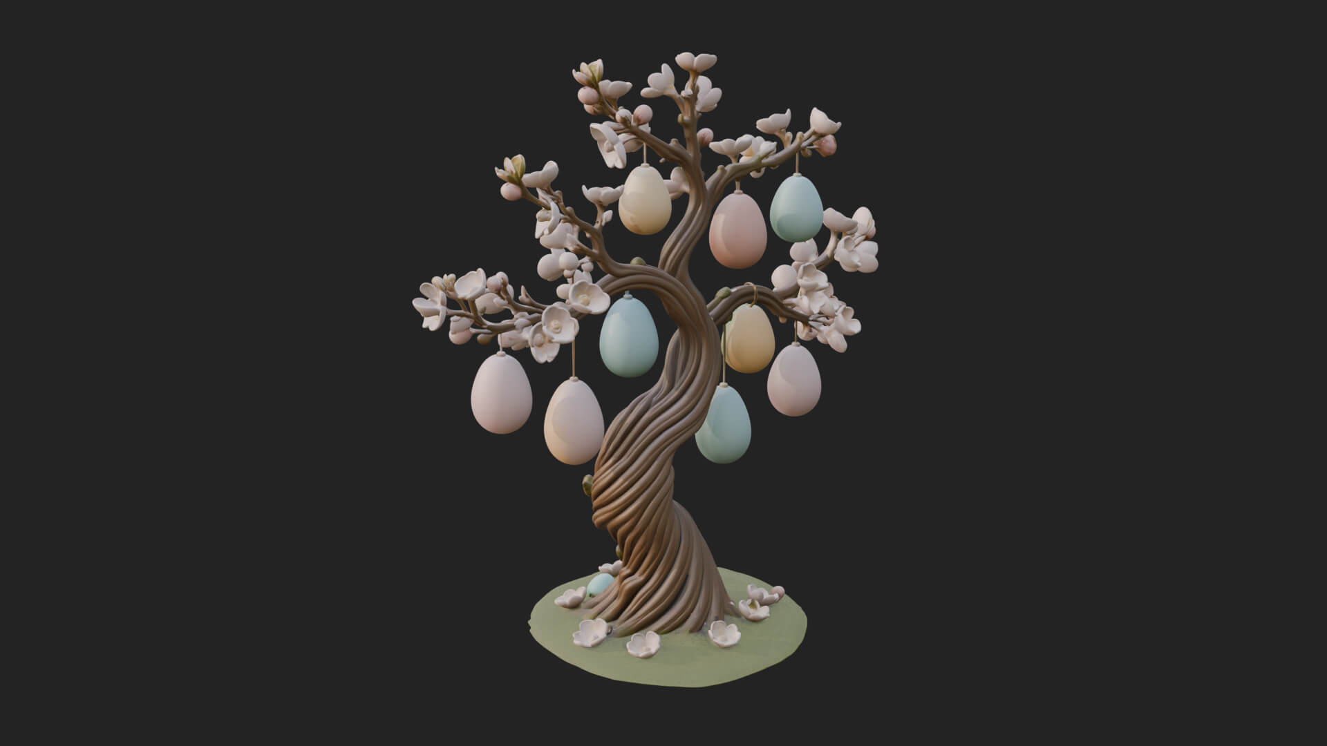 Easter Egg Blossom Tree Model Design 2 3D Print Model 3D Model