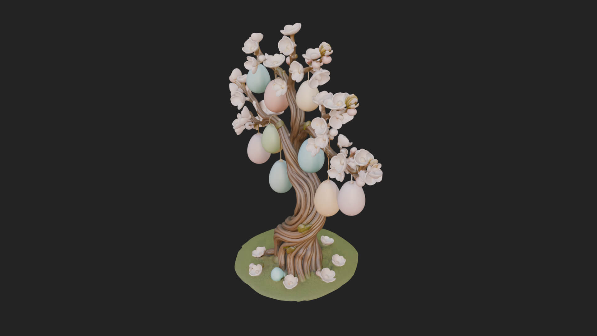 Easter Egg Blossom Tree Model Design 2 3D Print Model 3D Model