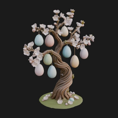 Easter Egg Blossom Tree Model Design 2 3D Print Model