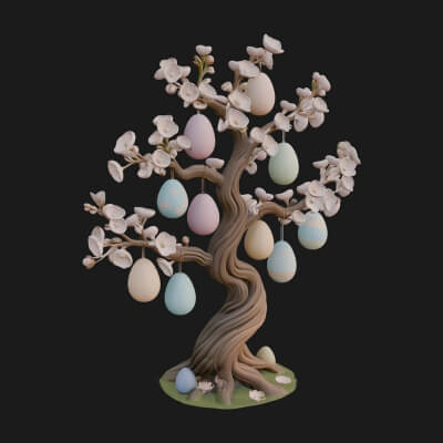 Easter Egg Blossom Tree Model Design 3 3D Print Model