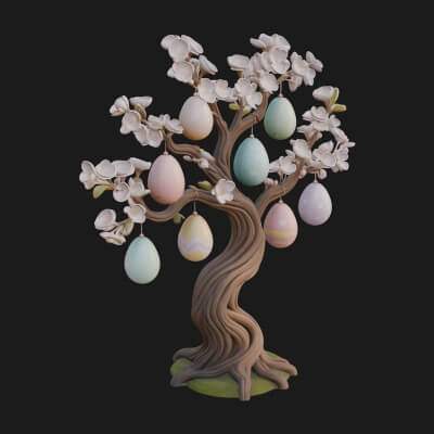 Easter Egg Blossom Tree Model Design 4 3D Print Model