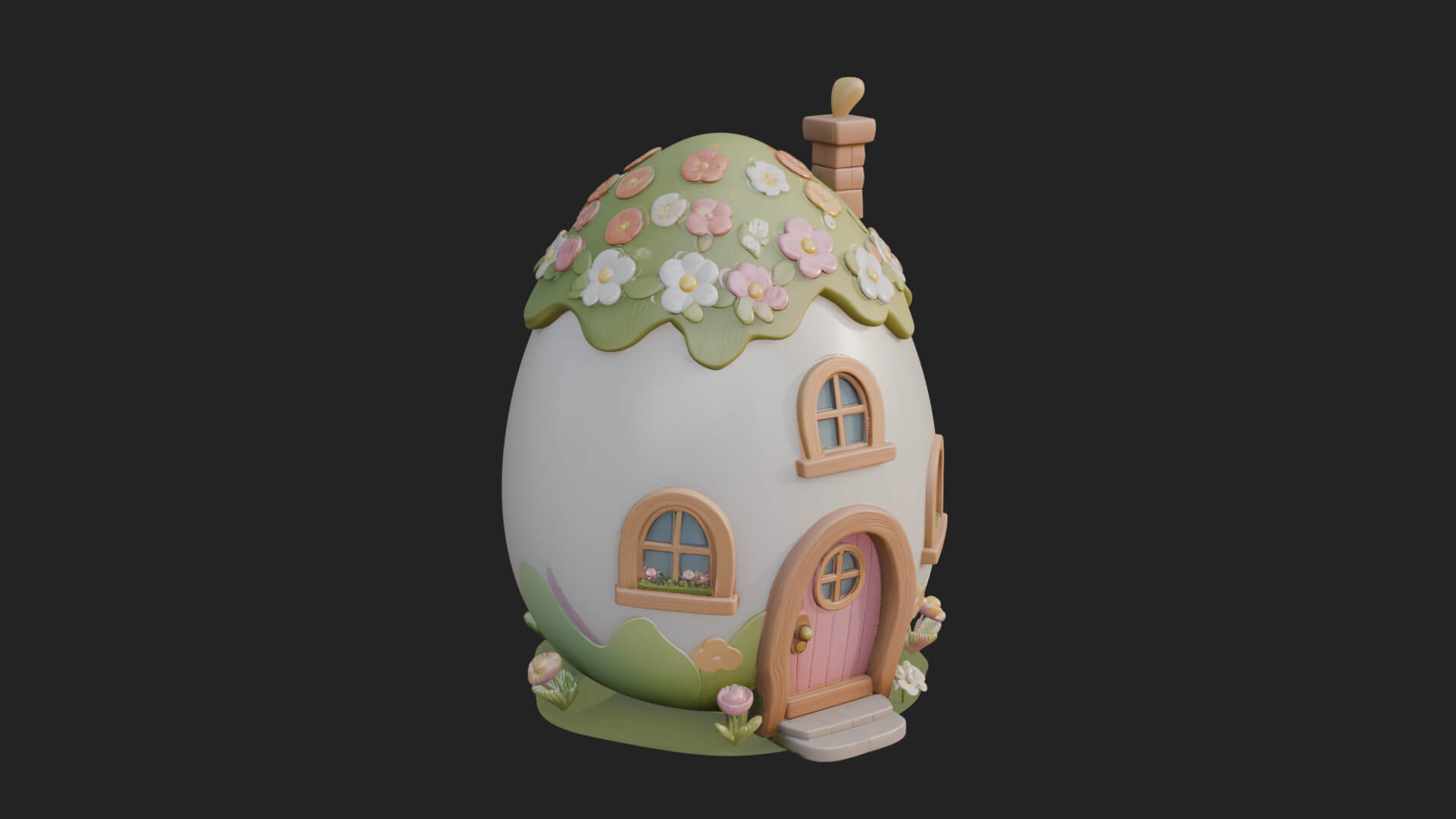 Easter Egg Cottage House Design 1 3D Print Model 3D Model