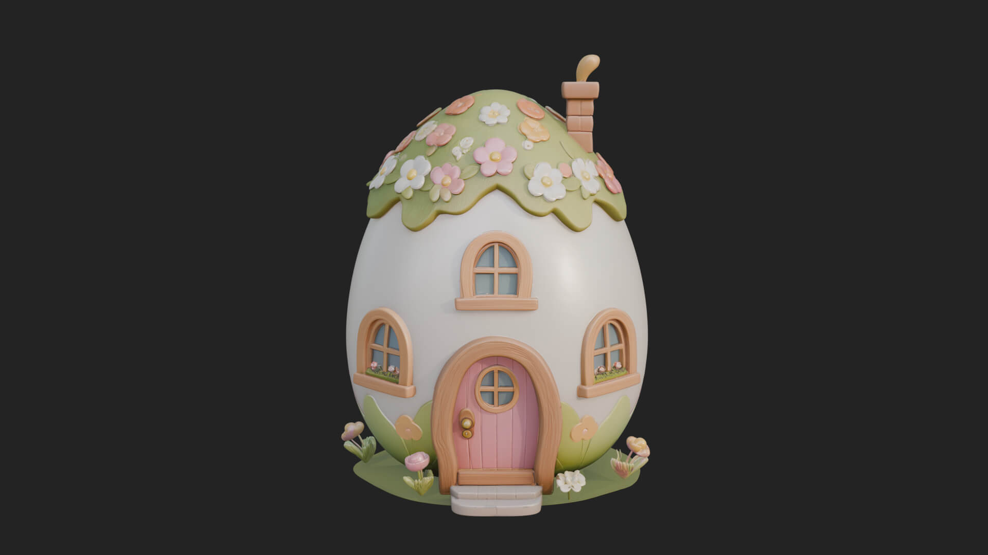 Easter Egg Cottage House Design 1 3D Print Model 3D Model