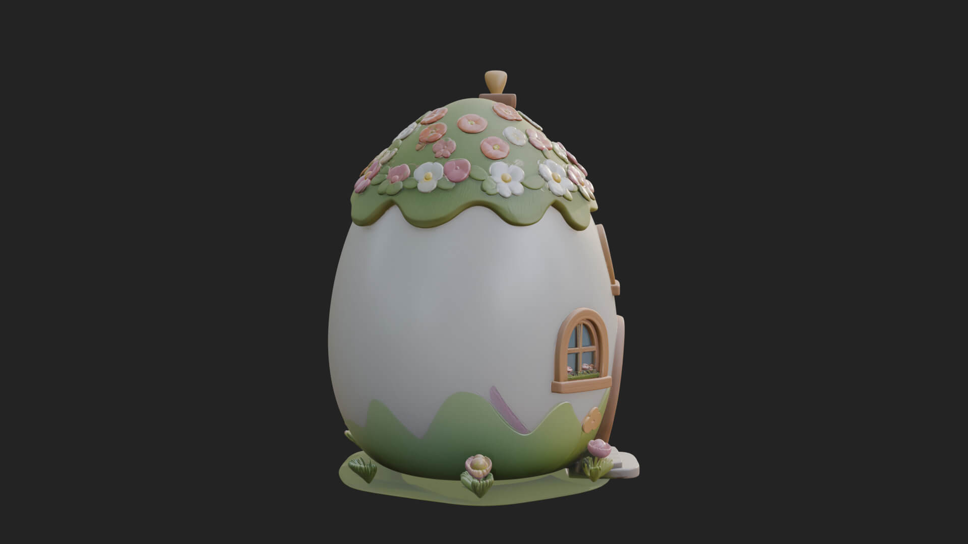 Easter Egg Cottage House Design 1 3D Print Model 3D Model