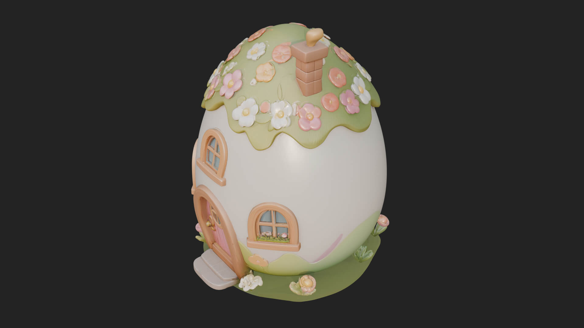 Easter Egg Cottage House Design 1 3D Print Model 3D Model