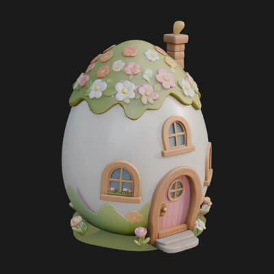Easter Egg Cottage House Design 1 3D Print Model