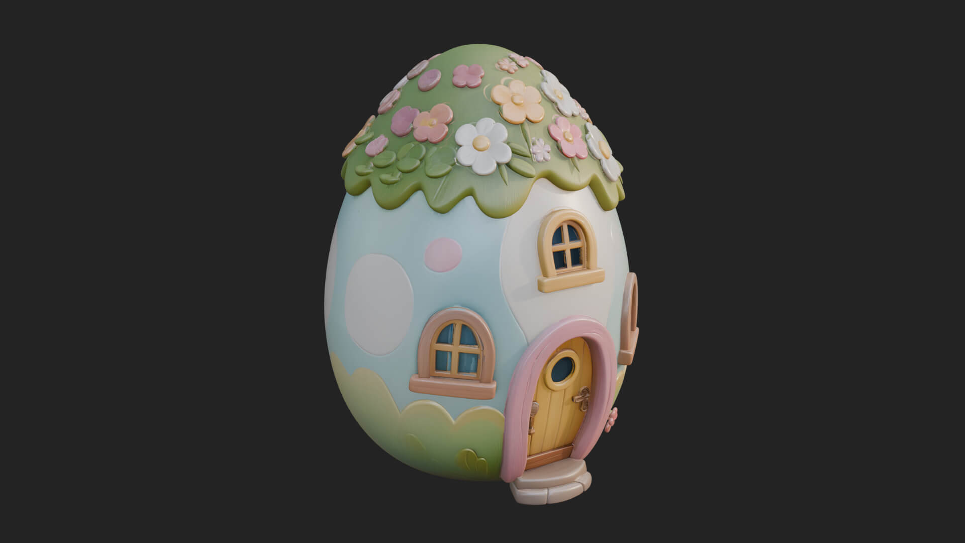 Easter Egg Cottage House Design 2 3D Print Model 3D Model