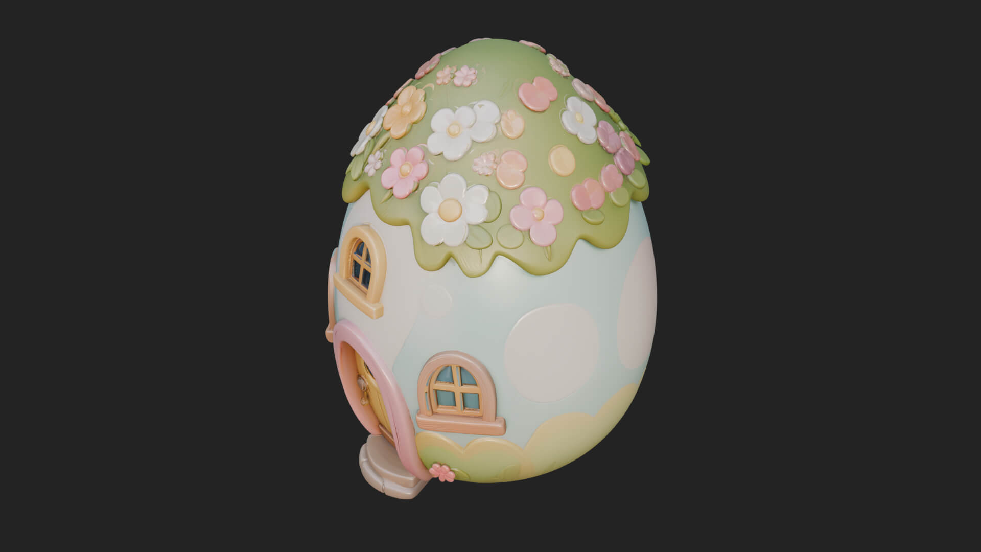 Easter Egg Cottage House Design 2 3D Print Model 3D Model