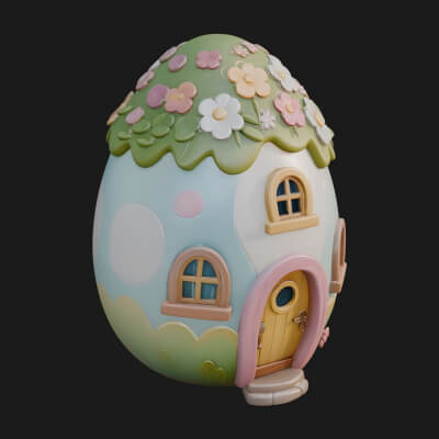 Easter Egg Cottage House Design 2 3D Print Model