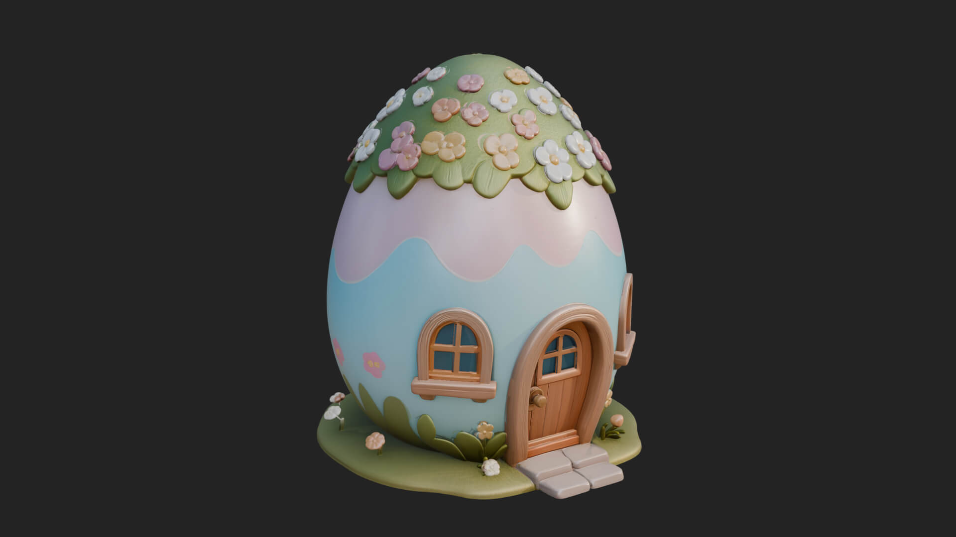 Easter Egg Cottage House Design 3 3D Print Model 3D Model