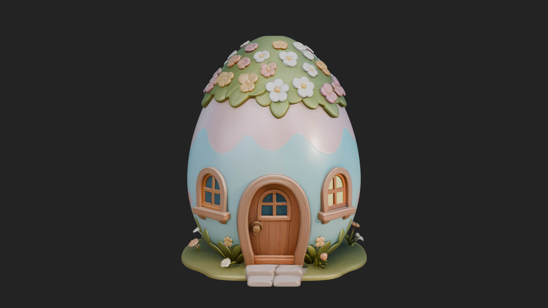 Easter Egg Cottage House Design 3 3D Print Model 3D Model