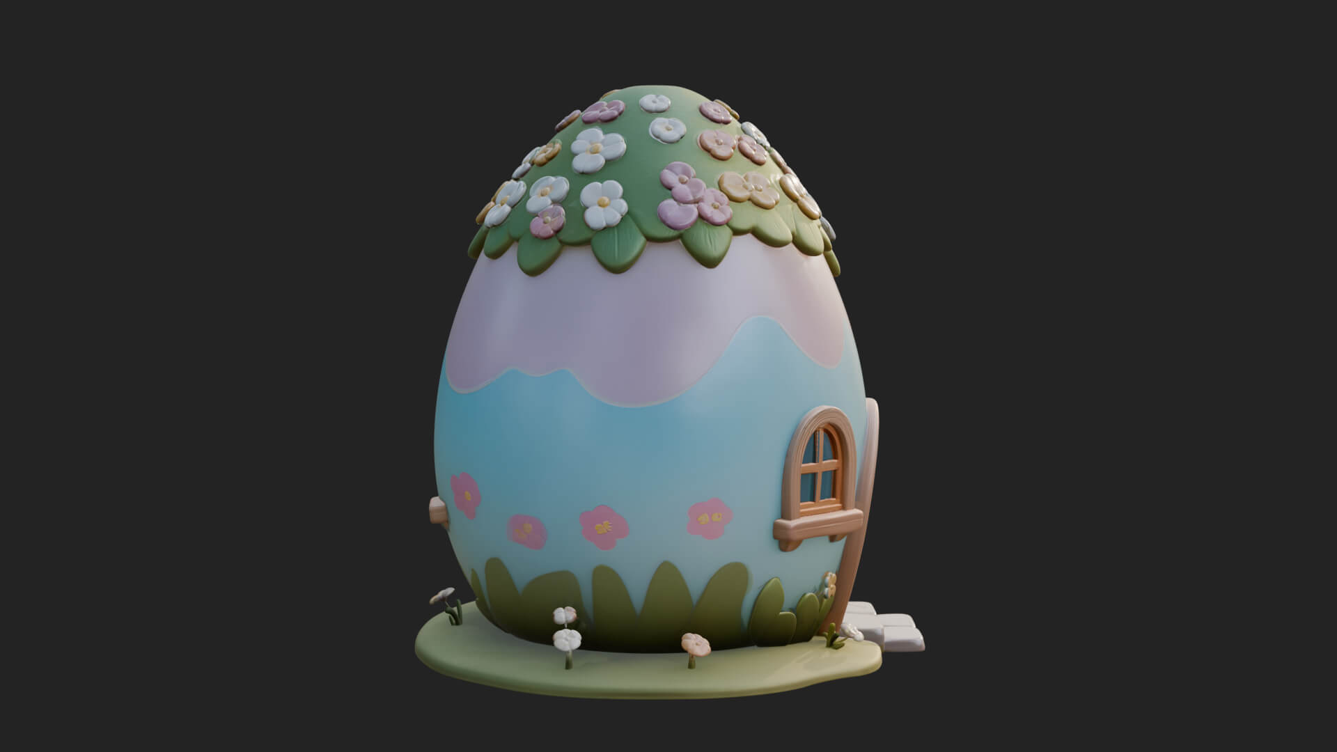 Easter Egg Cottage House Design 3 3D Print Model 3D Model