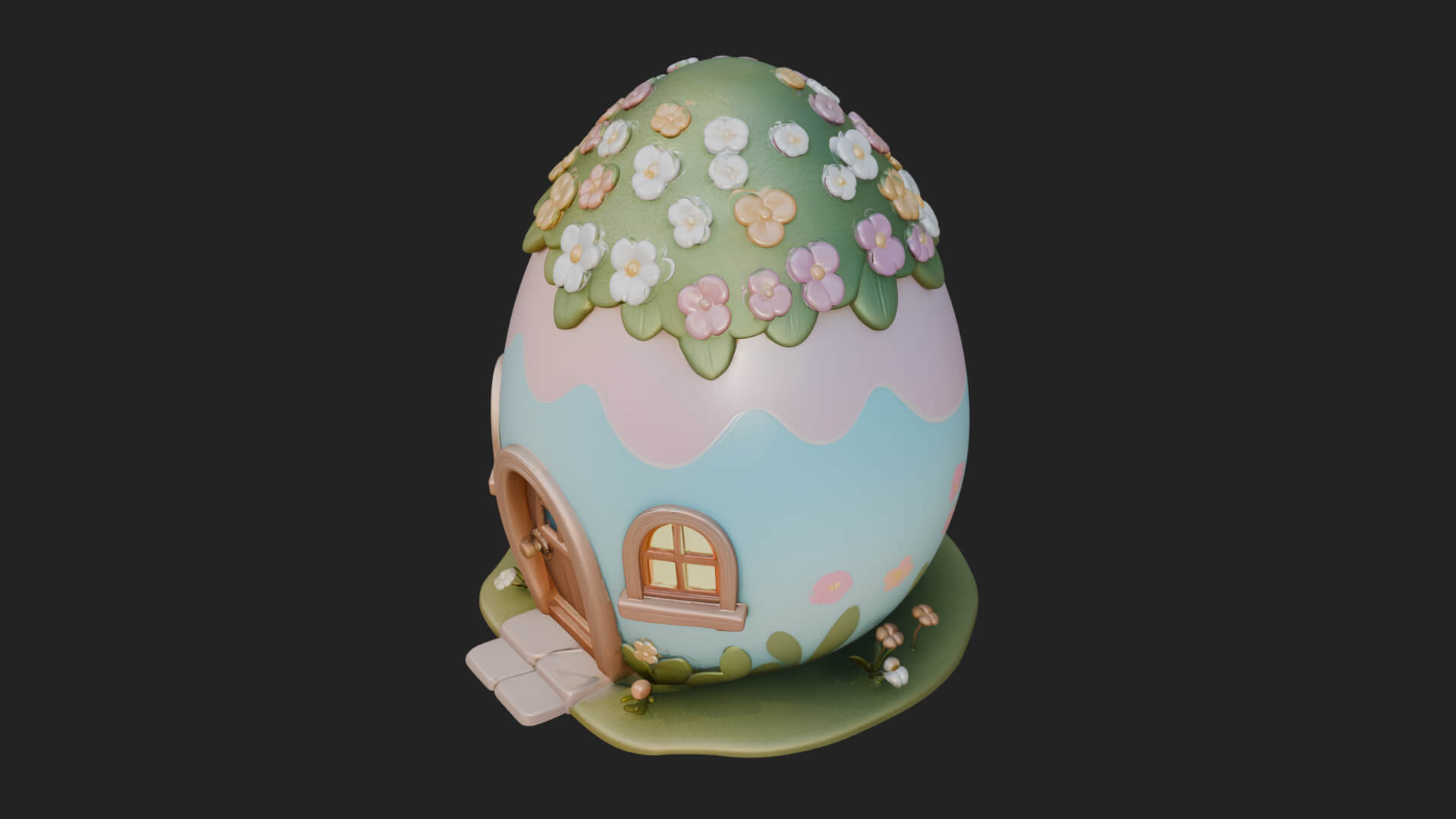 Easter Egg Cottage House Design 3 3D Print Model 3D Model