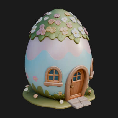 Easter Egg Cottage House Design 3 3D Print Model