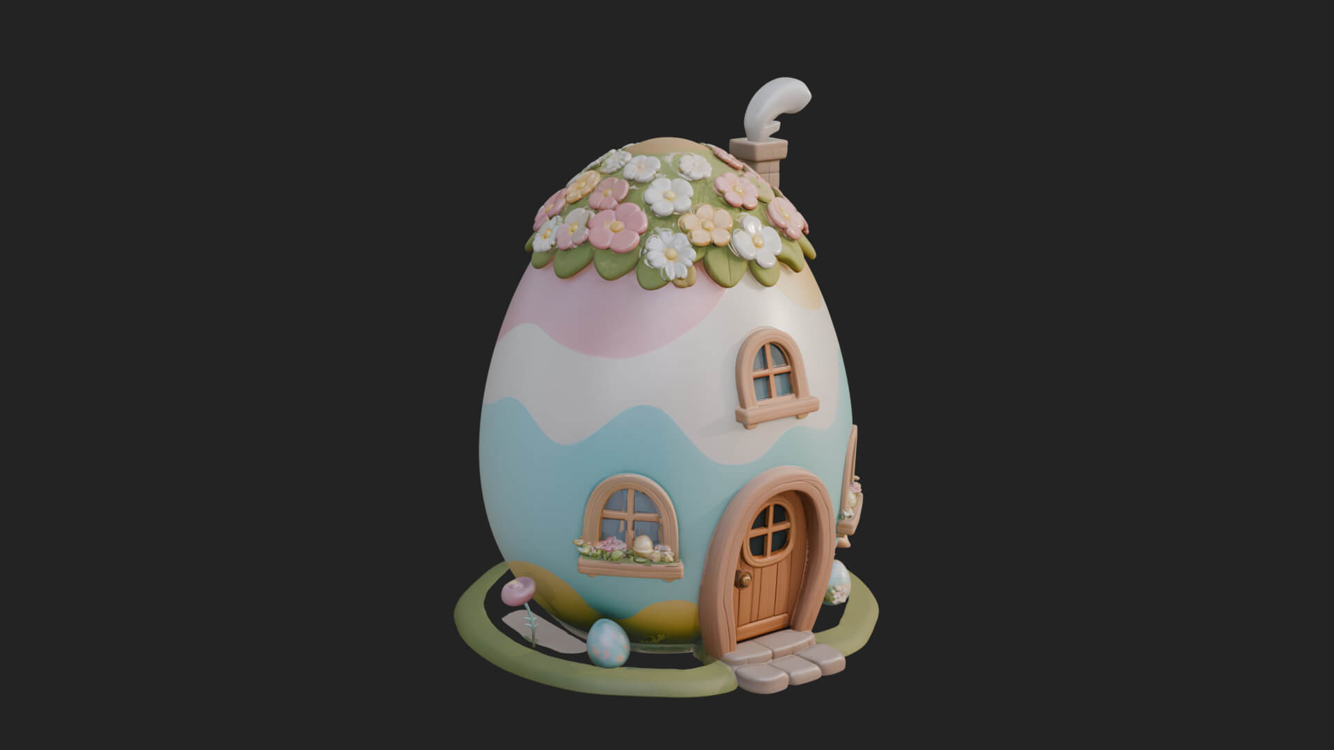 Easter Egg Cottage House Design 4 3D Print Model 3D Model