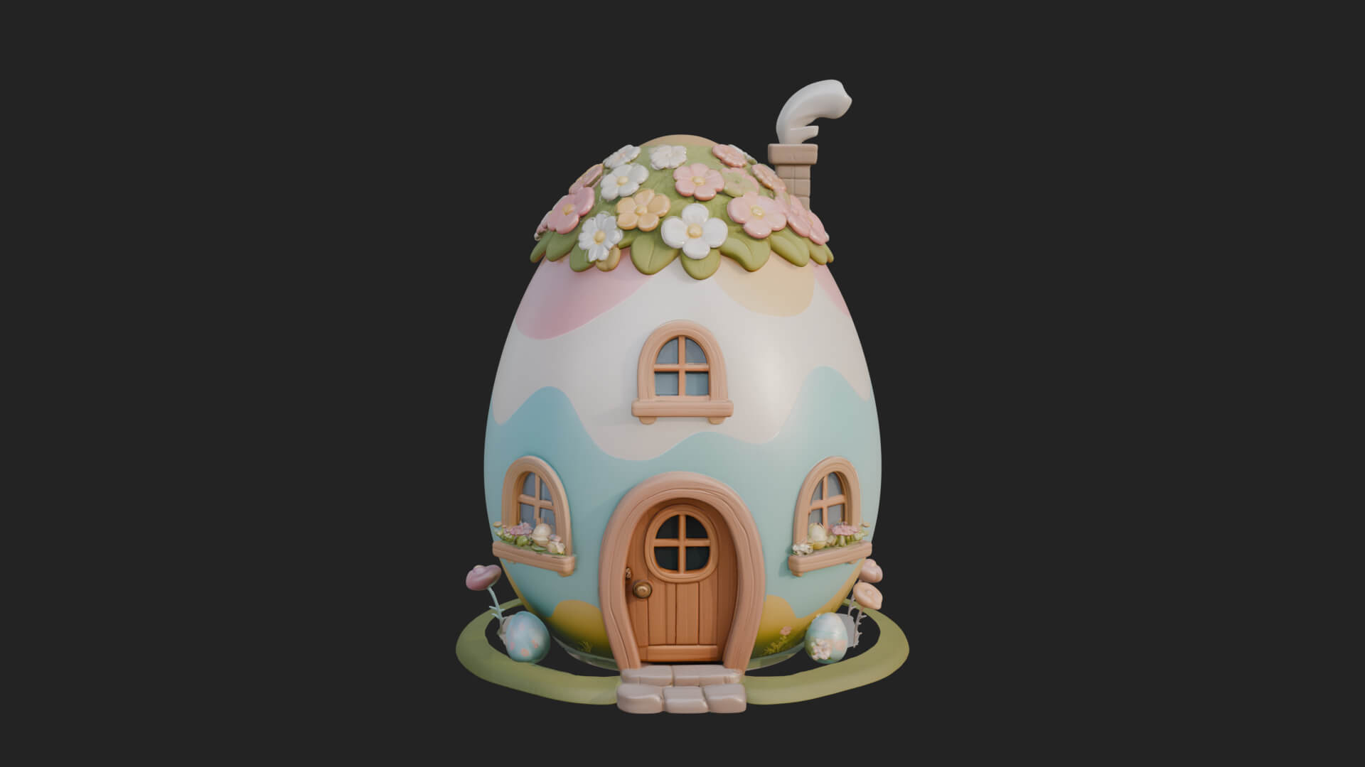 Easter Egg Cottage House Design 4 3D Print Model 3D Model