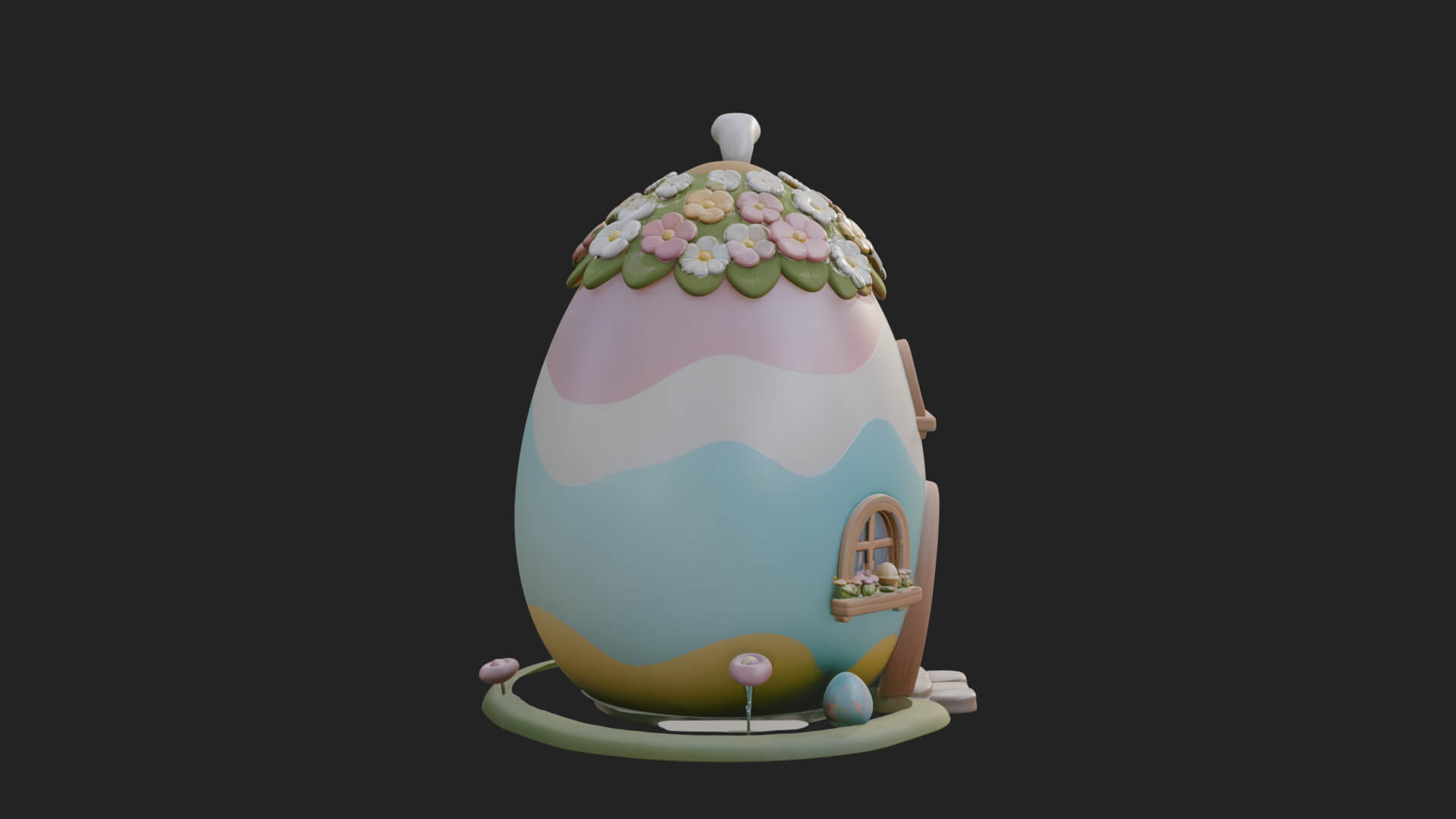 Easter Egg Cottage House Design 4 3D Print Model 3D Model