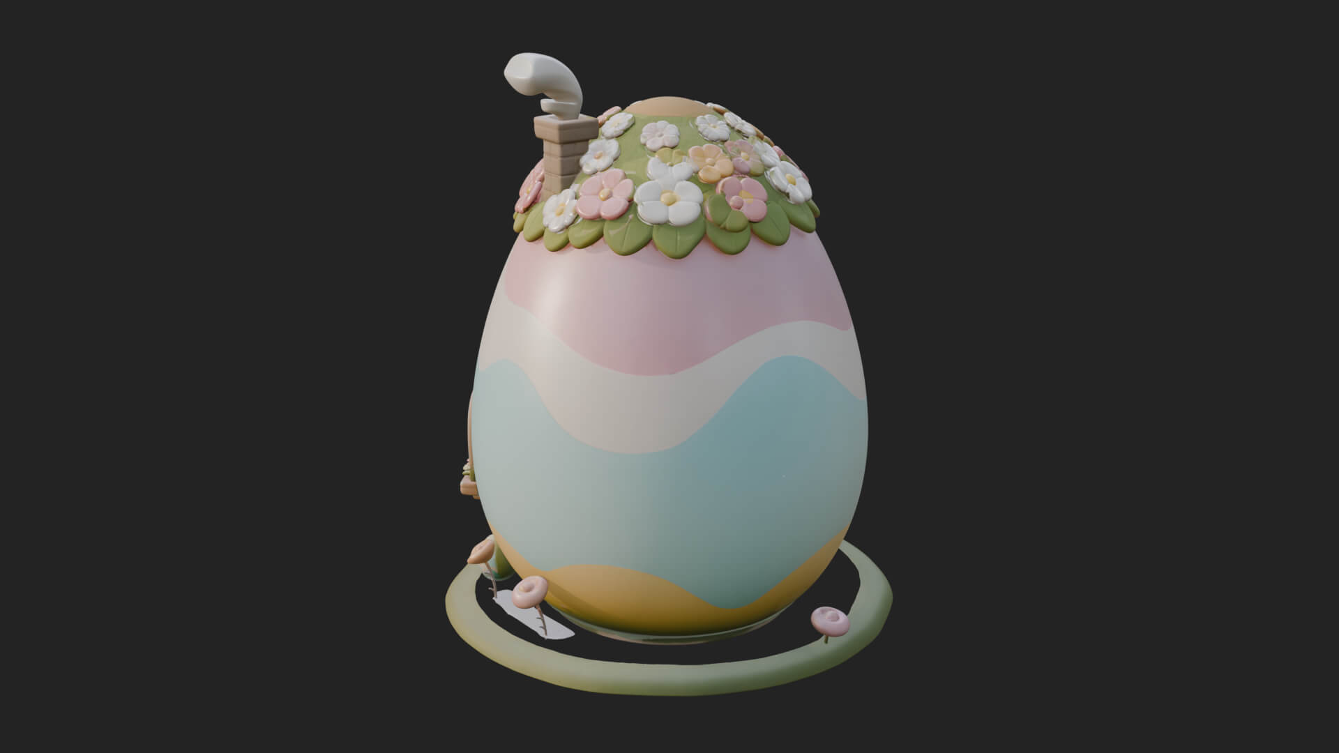 Easter Egg Cottage House Design 4 3D Print Model 3D Model