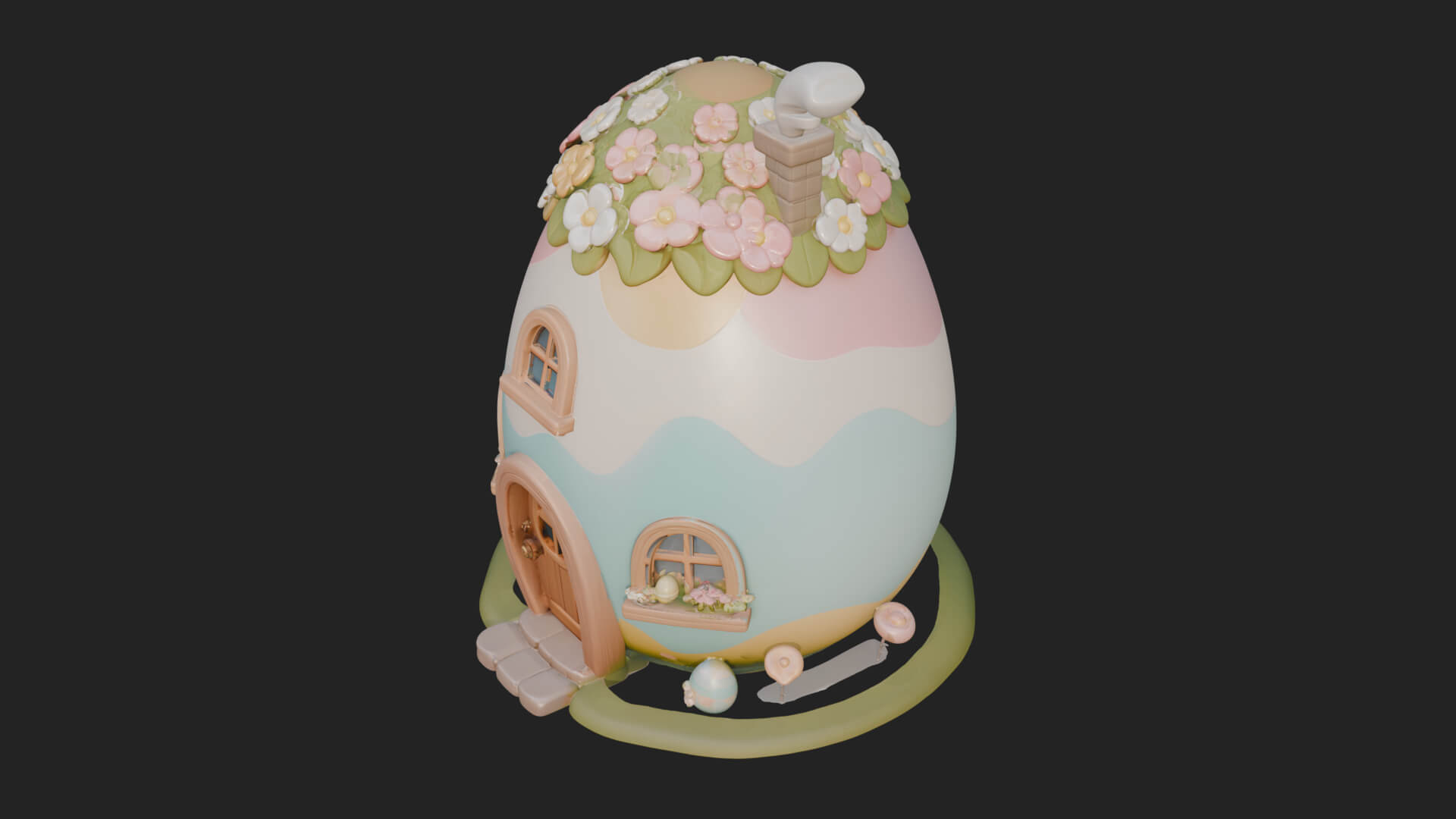 Easter Egg Cottage House Design 4 3D Print Model 3D Model