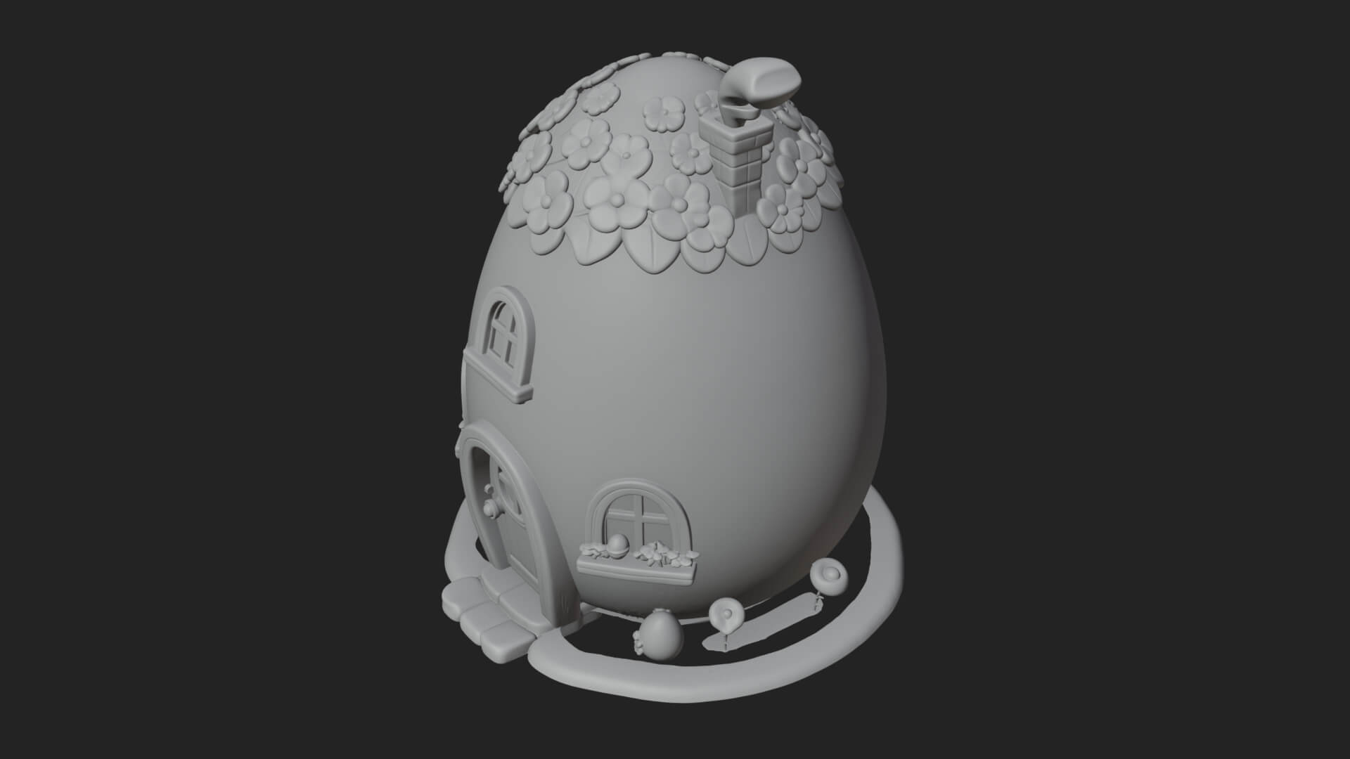 Easter Egg Cottage House Design 4 3D Print Model 3D Model