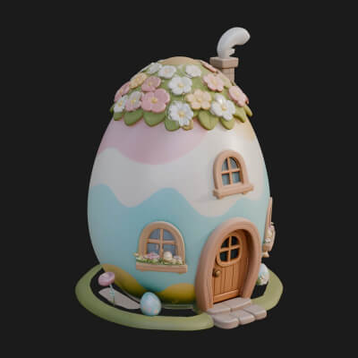 Easter Egg Cottage House Design 4 3D Print Model
