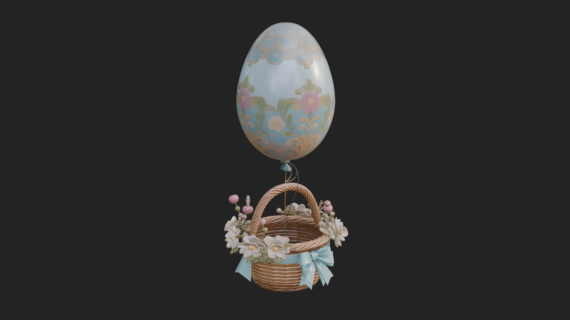 Easter Egg Hot Air Balloon Model Design 1 3D Print Model 3D Model