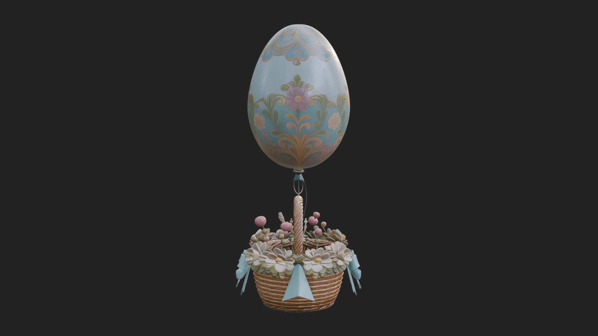 Easter Egg Hot Air Balloon Model Design 1 3D Print Model 3D Model