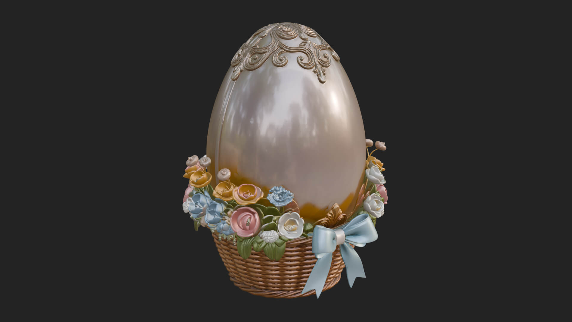 Easter Egg in Basket Ornament Design 1 3D Print Model 3D Model