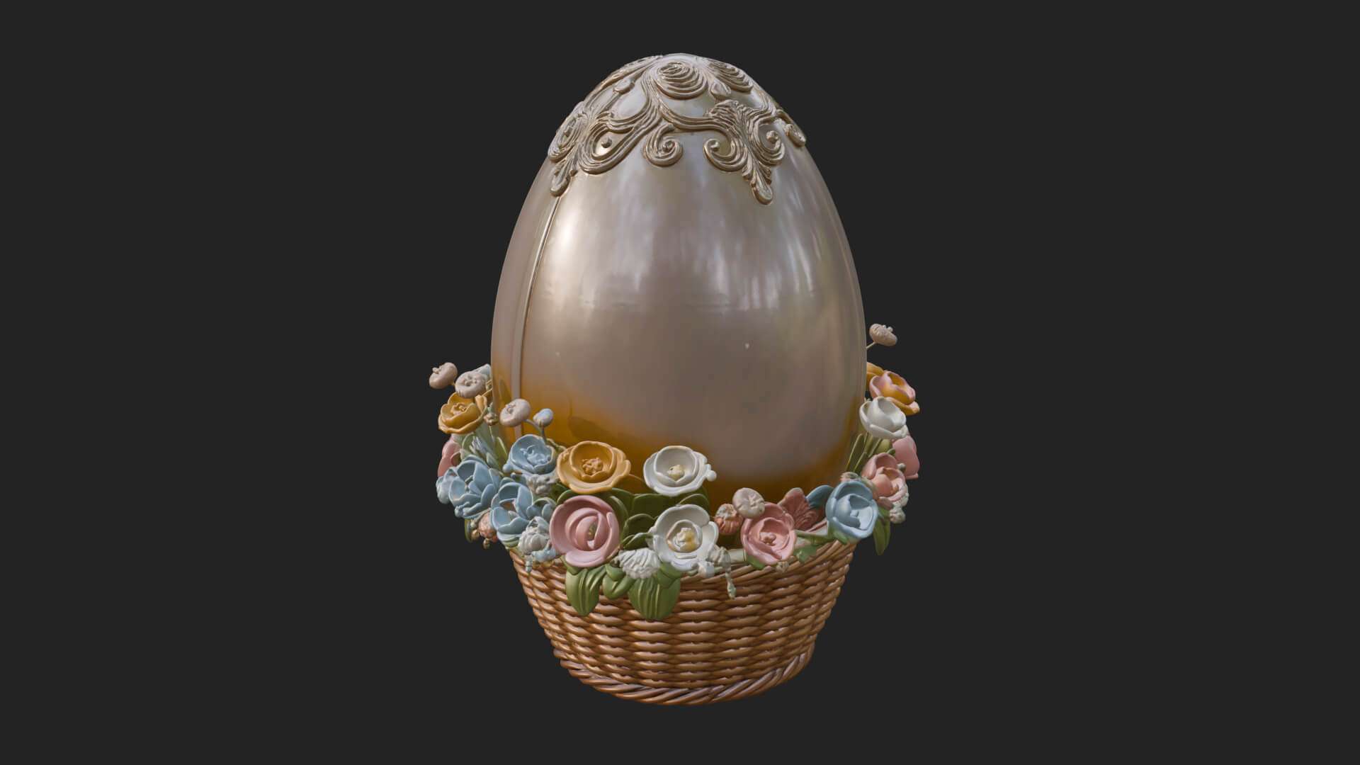 Easter Egg in Basket Ornament Design 1 3D Print Model 3D Model