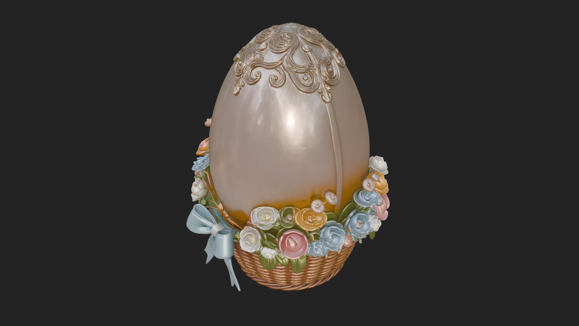 Easter Egg in Basket Ornament Design 1 3D Print Model 3D Model