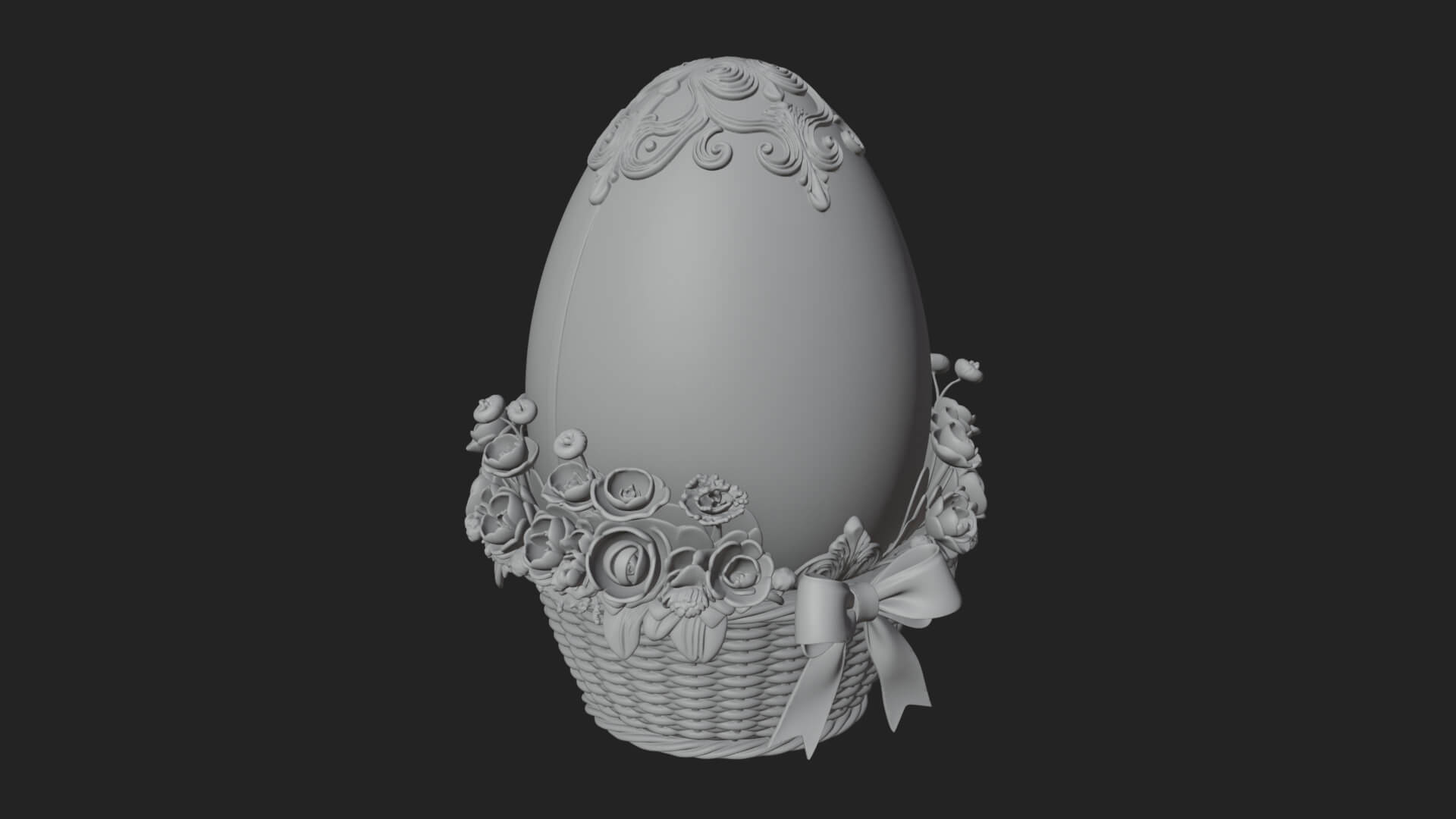 Easter Egg in Basket Ornament Design 1 3D Print Model 3D Model