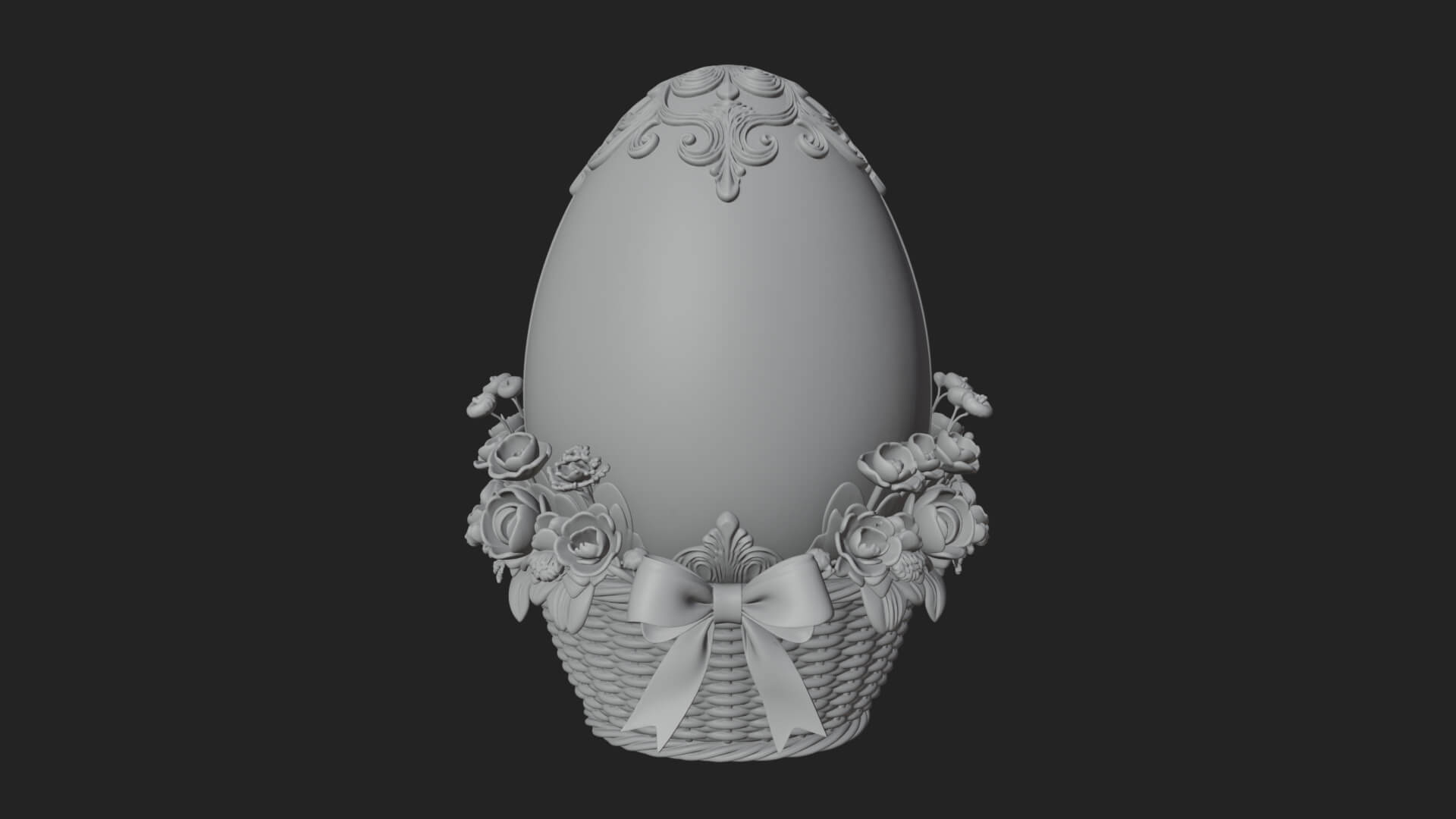Easter Egg in Basket Ornament Design 1 3D Print Model 3D Model