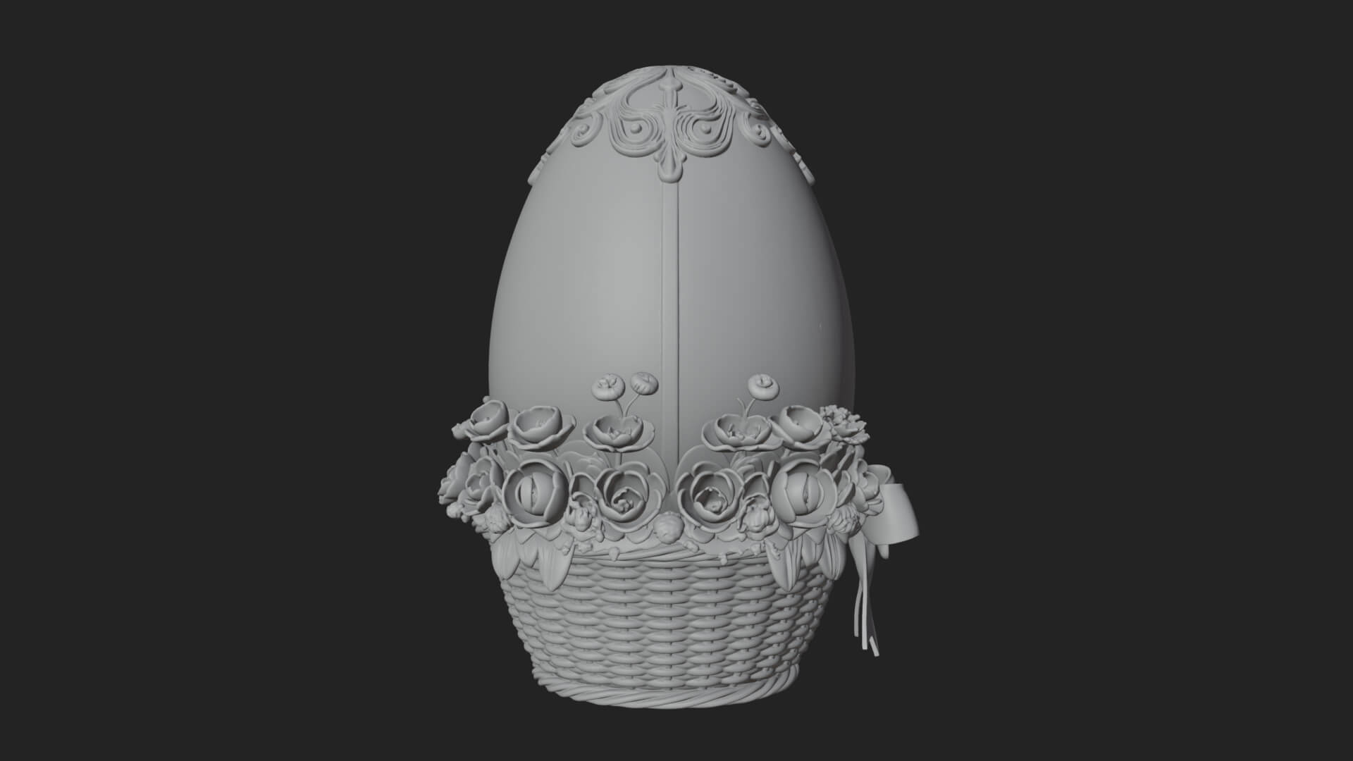 Easter Egg in Basket Ornament Design 1 3D Print Model 3D Model