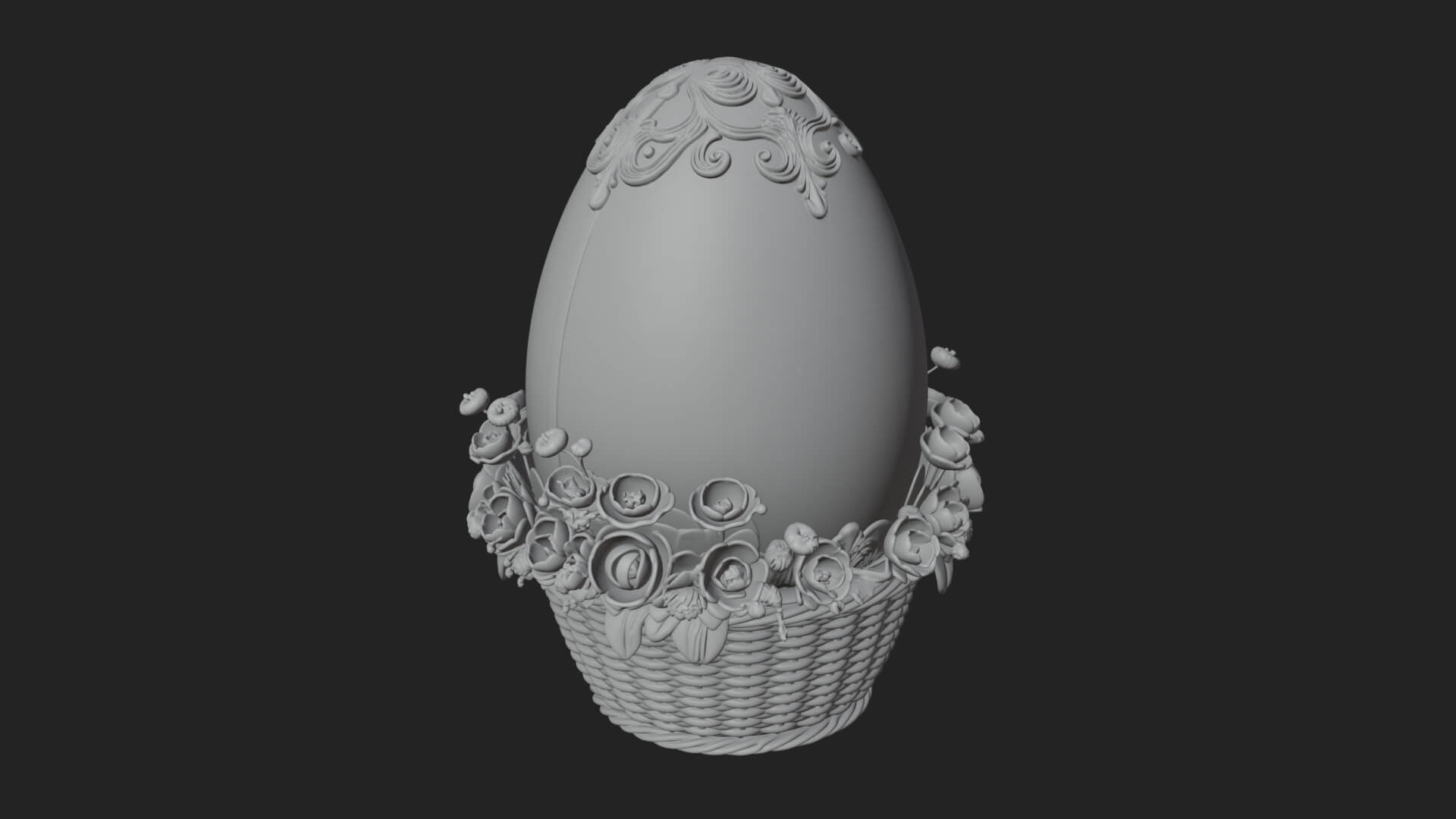 Easter Egg in Basket Ornament Design 1 3D Print Model 3D Model