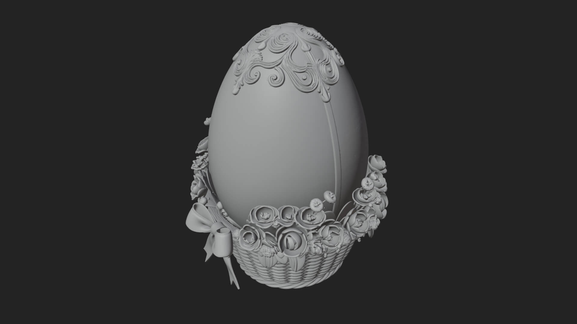 Easter Egg in Basket Ornament Design 1 3D Print Model 3D Model