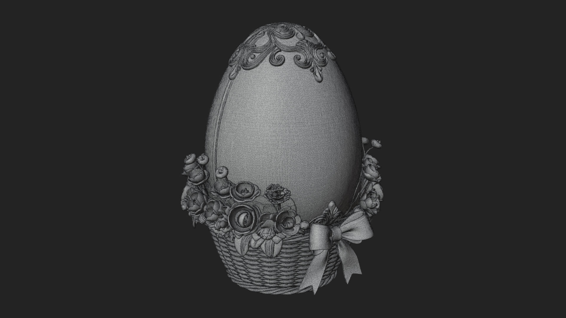 Easter Egg in Basket Ornament Design 1 3D Print Model 3D Model