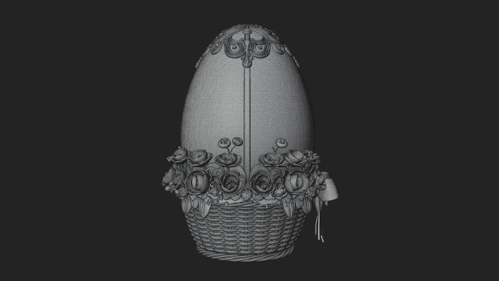 Easter Egg in Basket Ornament Design 1 3D Print Model 3D Model